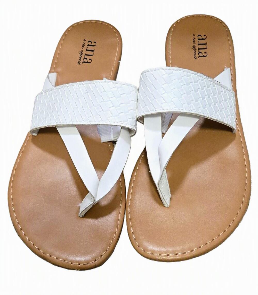 a.n.a A New Approach Slide/Flip-Flop White Upper Tan Bottom Women 8M